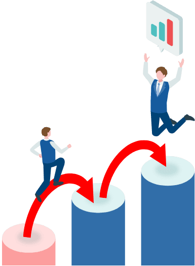 黒字化で喜ぶ男性